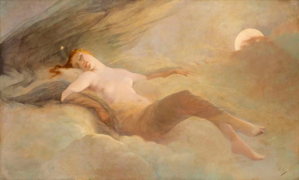Charles Joshua Chaplin - Selene dormiente sulle nuvole